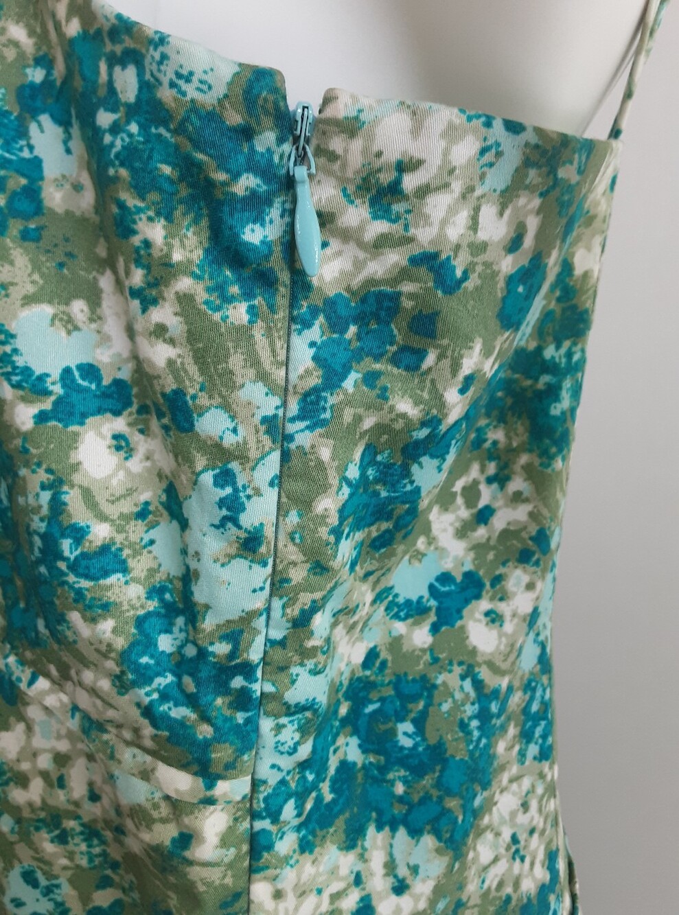 ANN TAYLOR 100% Cotton Emerald Green Floral Fit | Flare Box Pleat Dress Sz 14 - Picture 5 of 10